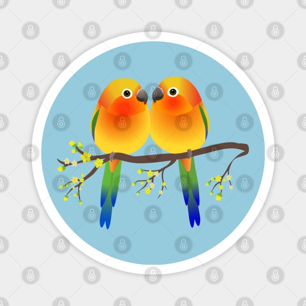 Two cute egg shaped sun parakeets Magnet by Bwiselizzy